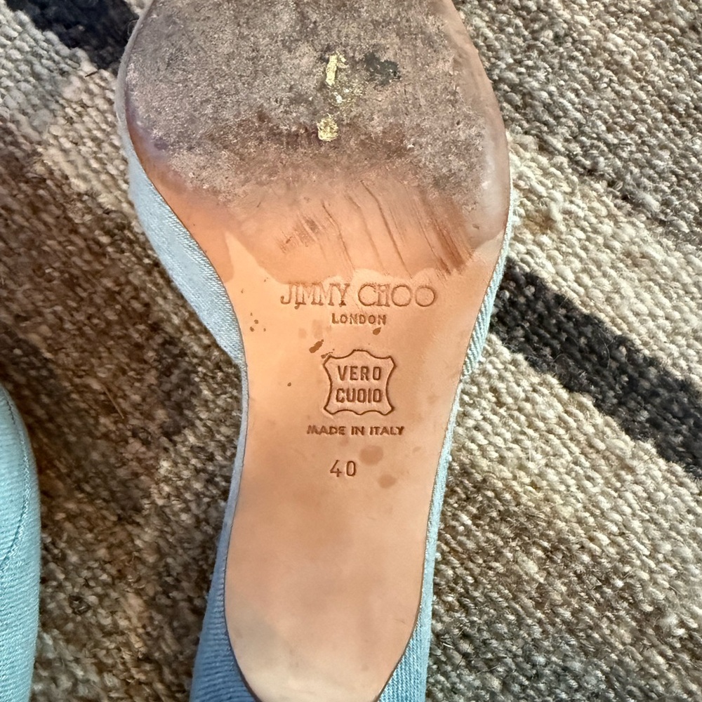 Jimmy Choo Light Blue Heels with Tan Accents - Picture 5 of 5